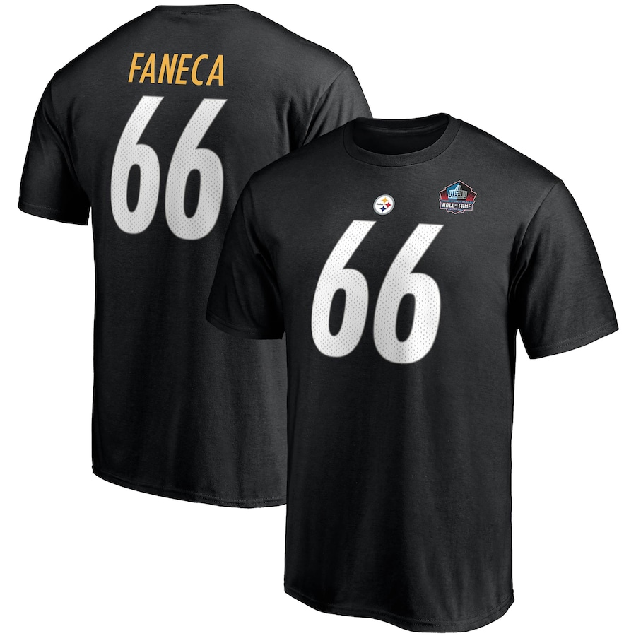 Pittsburgh Steelers Alan Faneca Black NFL Hall of Fame Class of 2021 Name & Number T-Shirt - Man