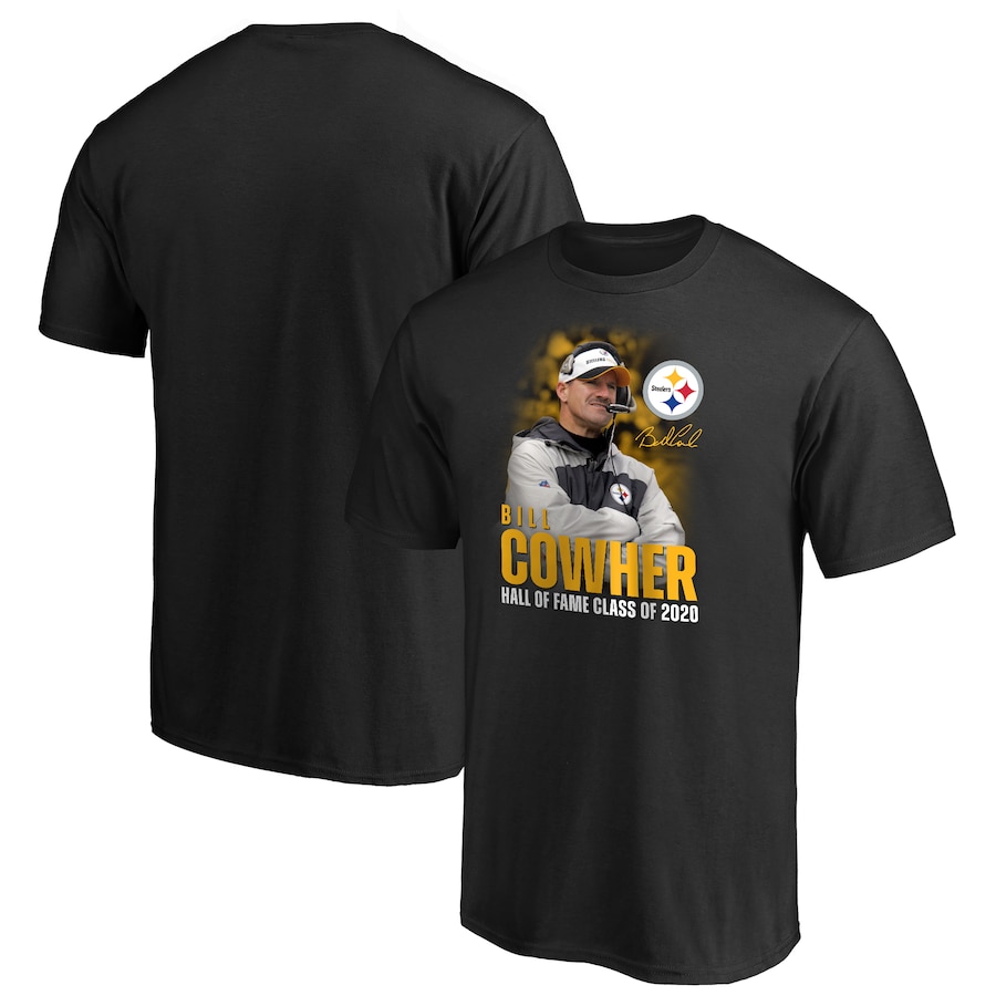 Pittsburgh Steelers Bill Cowher Black 2020 Pro Football Hall of Fame Inductee Coach Graphic T-Shirt - Man