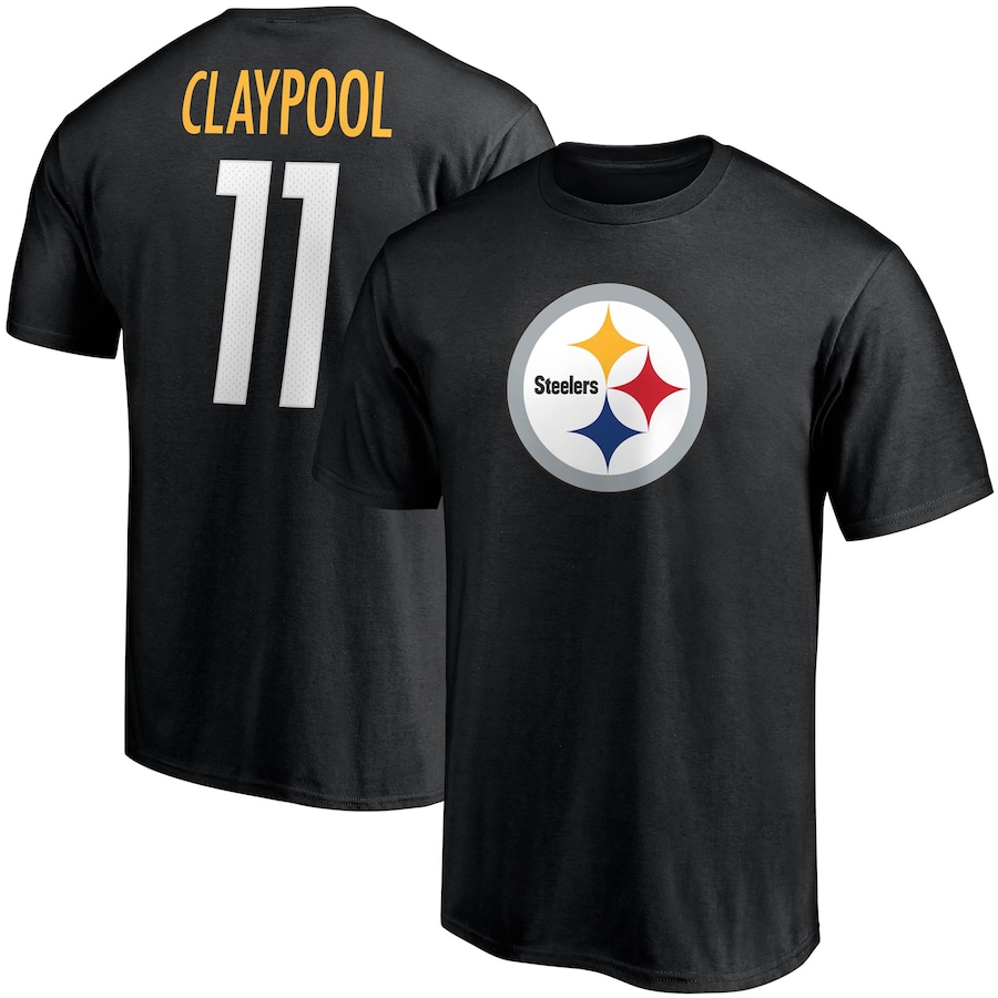 Pittsburgh Steelers Chase Claypool Black Player Icon Name & Number T-Shirt - Man