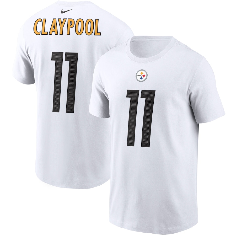 Pittsburgh Steelers Chase Claypool Football White Player Name & Number T-Shirt - Man Pittsburgh Steelers Chase Claypool Football White Player Name & Number T-Shirt - Man