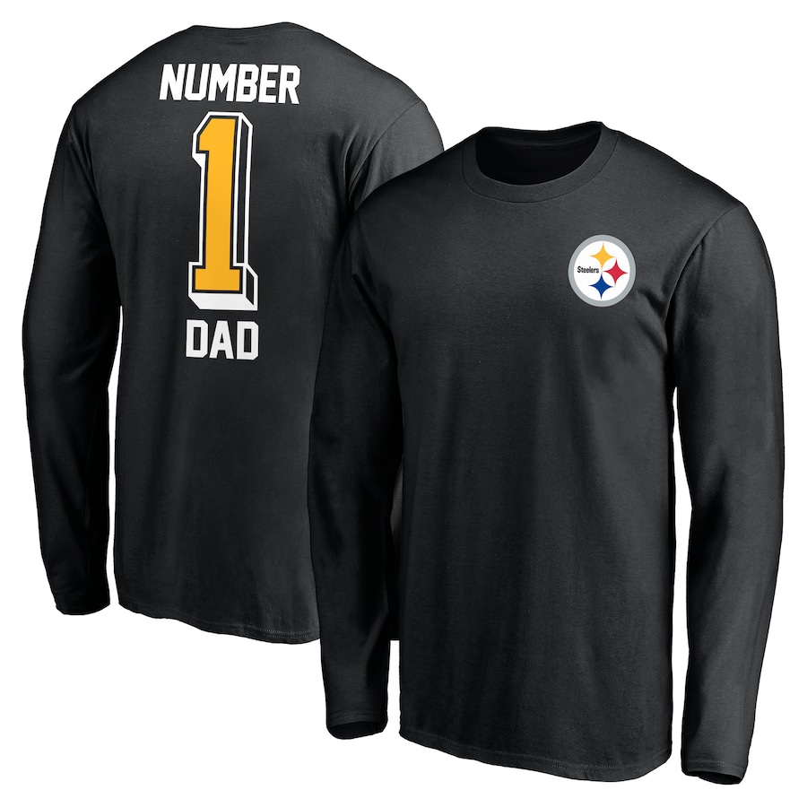 Pittsburgh Steelers Black #1 Dad Long Sleeve T-Shirt - Man