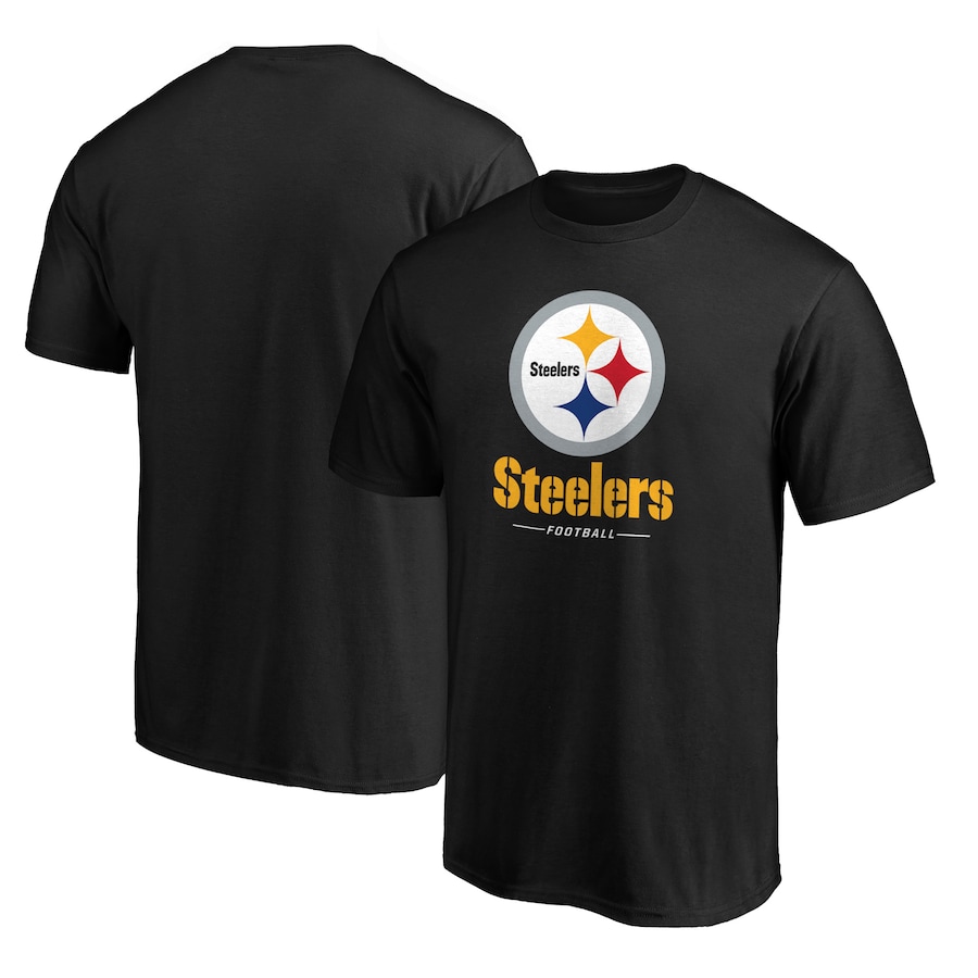 Pittsburgh Steelers Black Team Lockup T-Shirt - Man Pittsburgh Steelers Black Team Lockup T-Shirt - Man