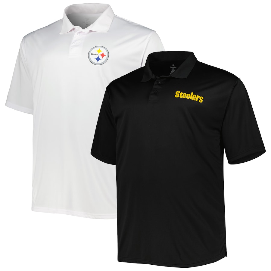 Pittsburgh Steelers Black/White Solid Two-Pack Polo Set - Man Pittsburgh Steelers Black/White Solid Two-Pack Polo Set - Man