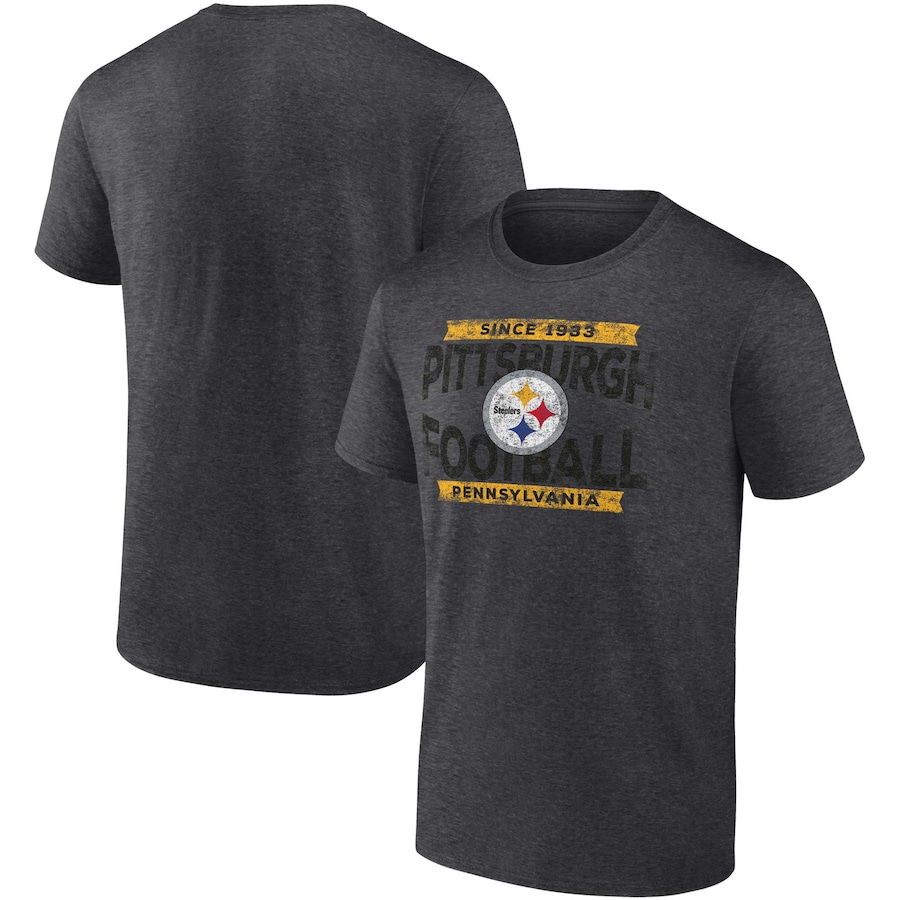 Pittsburgh Steelers Charcoal Heroic Play T-Shirt - Man Pittsburgh Steelers Charcoal Heroic Play T-Shirt - Man