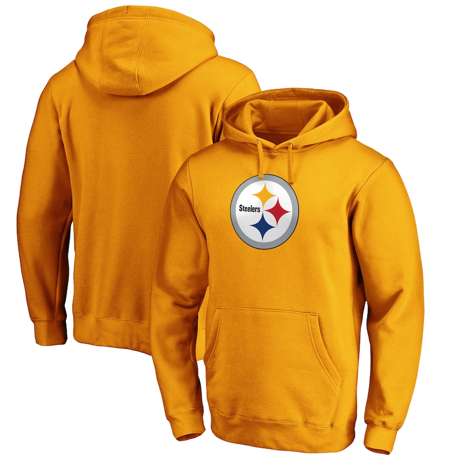 Pittsburgh Steelers Gold Primary Logo Fitted Pullover Hoodie - Man