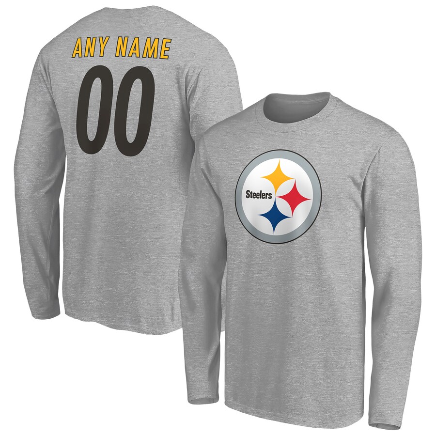 Pittsburgh Steelers Gray Team Authentic Custom Long Sleeve T-Shirt - Man Pittsburgh Steelers Gray Team Authentic Custom Long Sleeve T-Shirt - Man