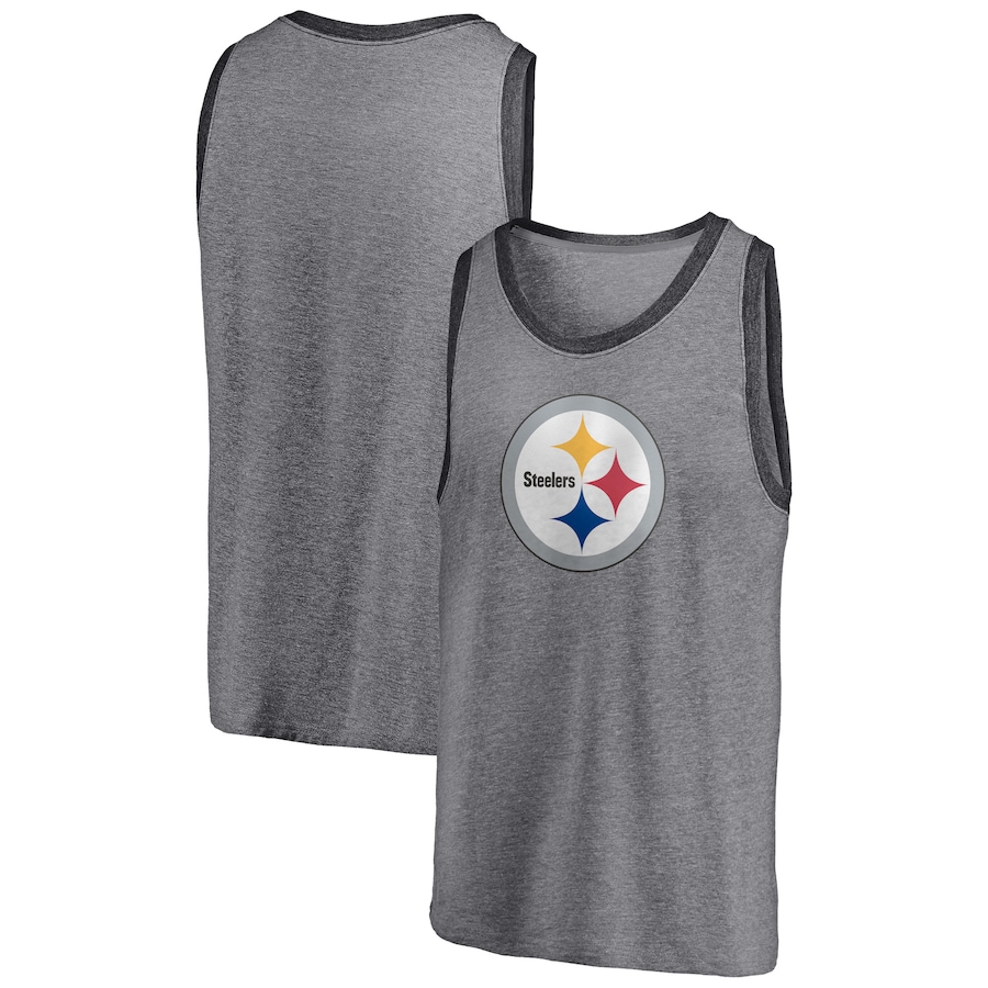 Pittsburgh Steelers Heathered Gray/Heathered Charcoal Famous Tri-Blend Tank Top - Man Pittsburgh Steelers Heathered Gray/Heathered Charcoal Famous Tri-Blend Tank Top - Man