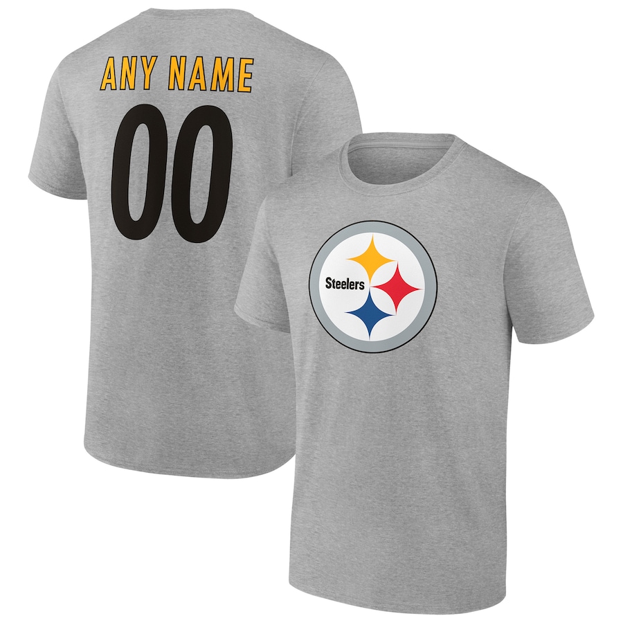 Pittsburgh Steelers Heathered Gray Team Authentic Custom T-Shirt - Man Pittsburgh Steelers Heathered Gray Team Authentic Custom T-Shirt - Man