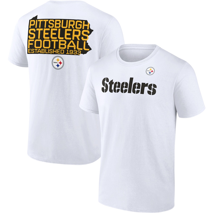 Pittsburgh Steelers White Hot Shot State T-Shirt - Man Pittsburgh Steelers White Hot Shot State T-Shirt - Man