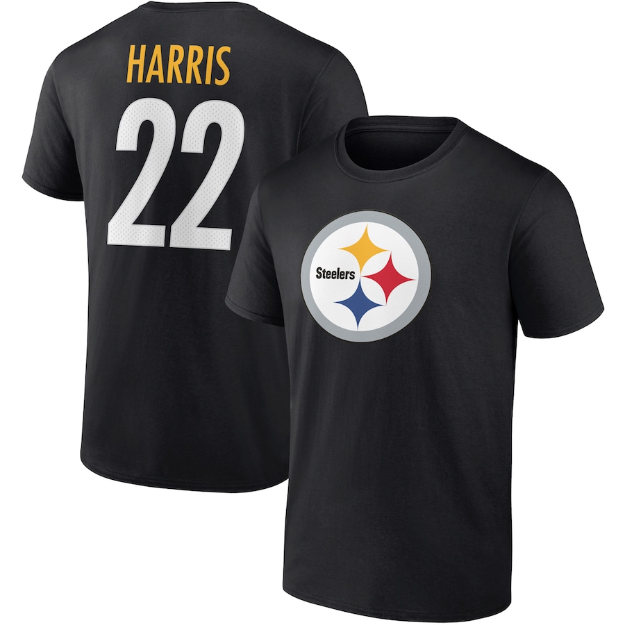 Pittsburgh Steelers Najee Harris Black Player Icon T-Shirt - Man