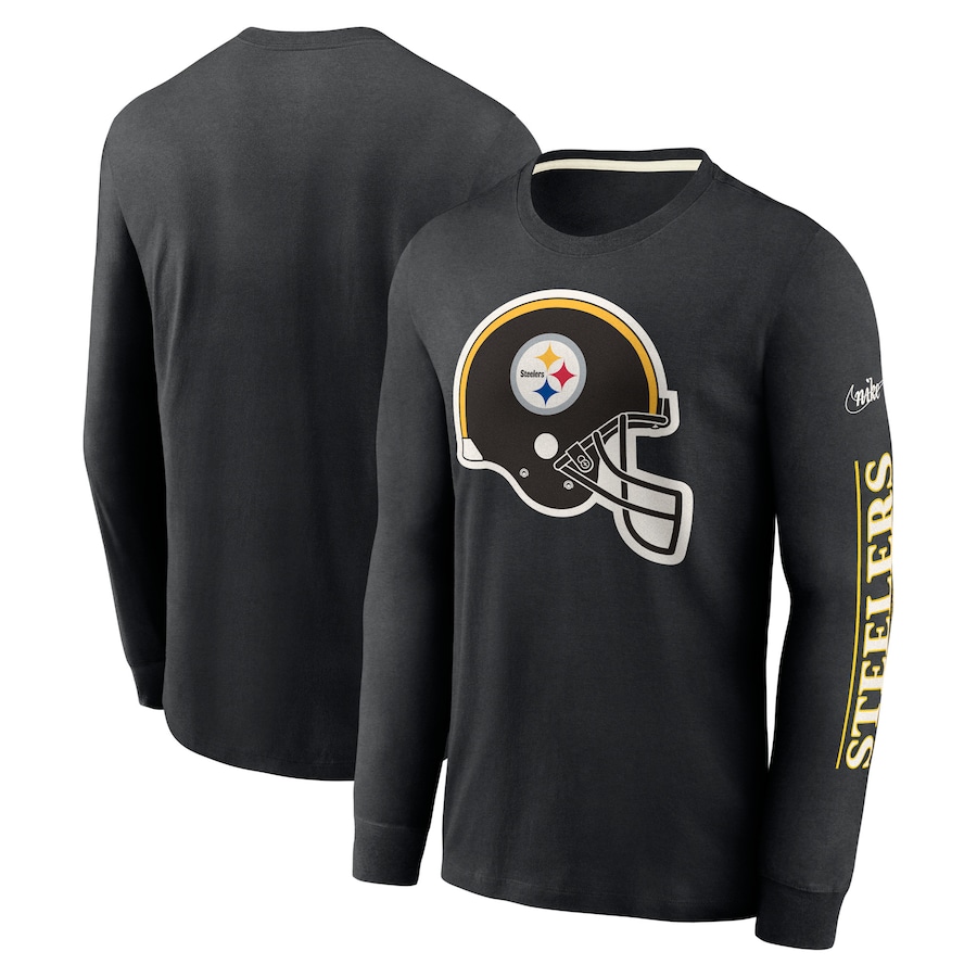 Pittsburgh Steelers Football Black Fashion Tri-Blend Long Sleeve T-Shirt - Man