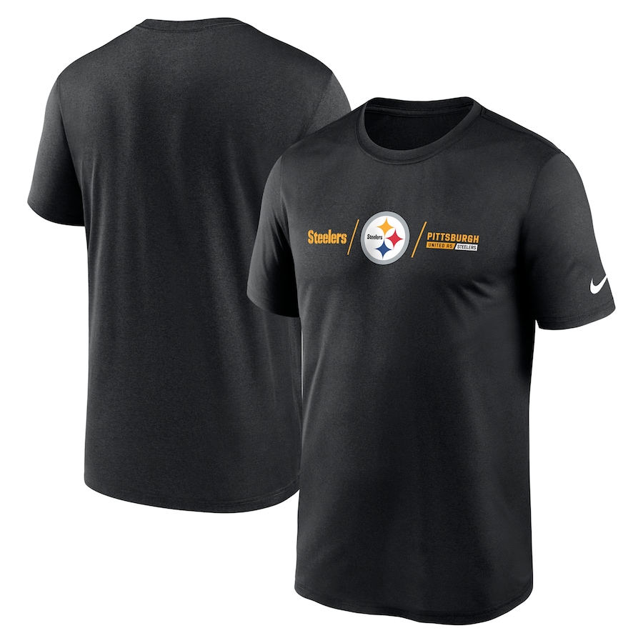 Pittsburgh Steelers Football Black Horizontal Lockup Legend Performance T-Shirt - Man Pittsburgh Steelers Football Black Horizontal Lockup Legend Performance T-Shirt - Man