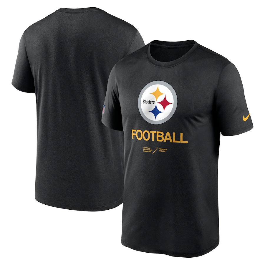 Pittsburgh Steelers Football Black Sideline Infograph Performance T-Shirt - Man