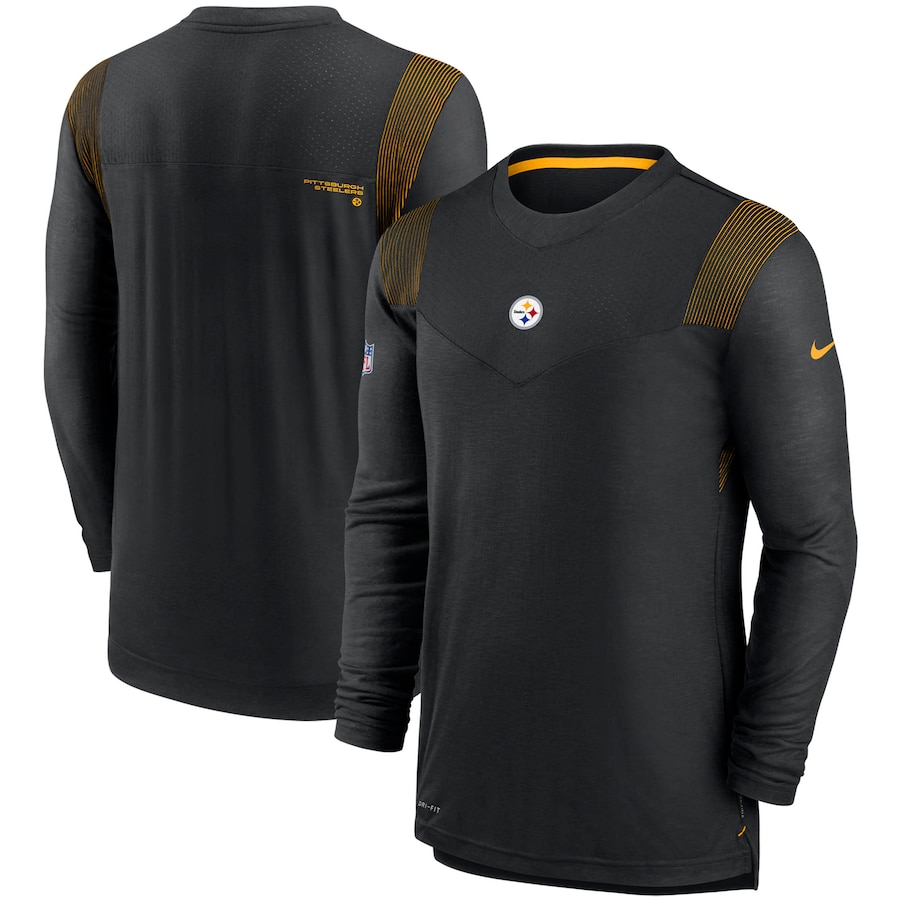 Pittsburgh Steelers Football Black Sideline Player UV Performance Long Sleeve T-Shirt - Man Pittsburgh Steelers Football Black Sideline Player UV Performance Long Sleeve T-Shirt - Man