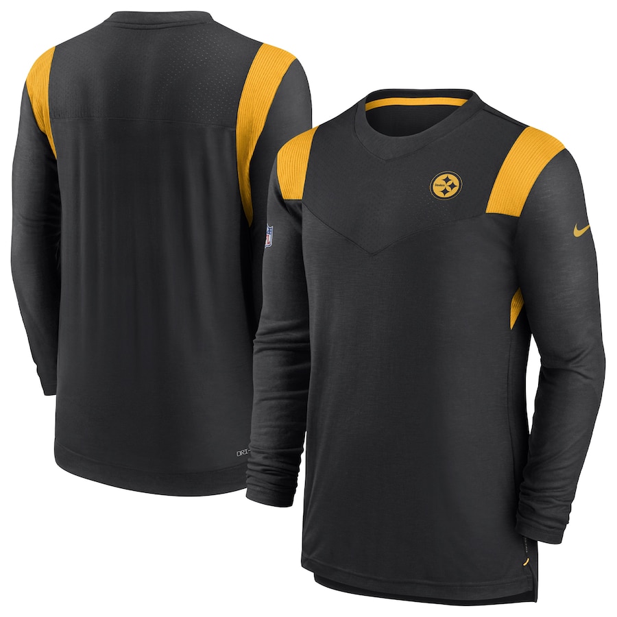 Pittsburgh Steelers Football Black Sideline Tonal Logo Performance Player Long Sleeve T-Shirt - Man Pittsburgh Steelers Football Black Sideline Tonal Logo Performance Player Long Sleeve T-Shirt - Man