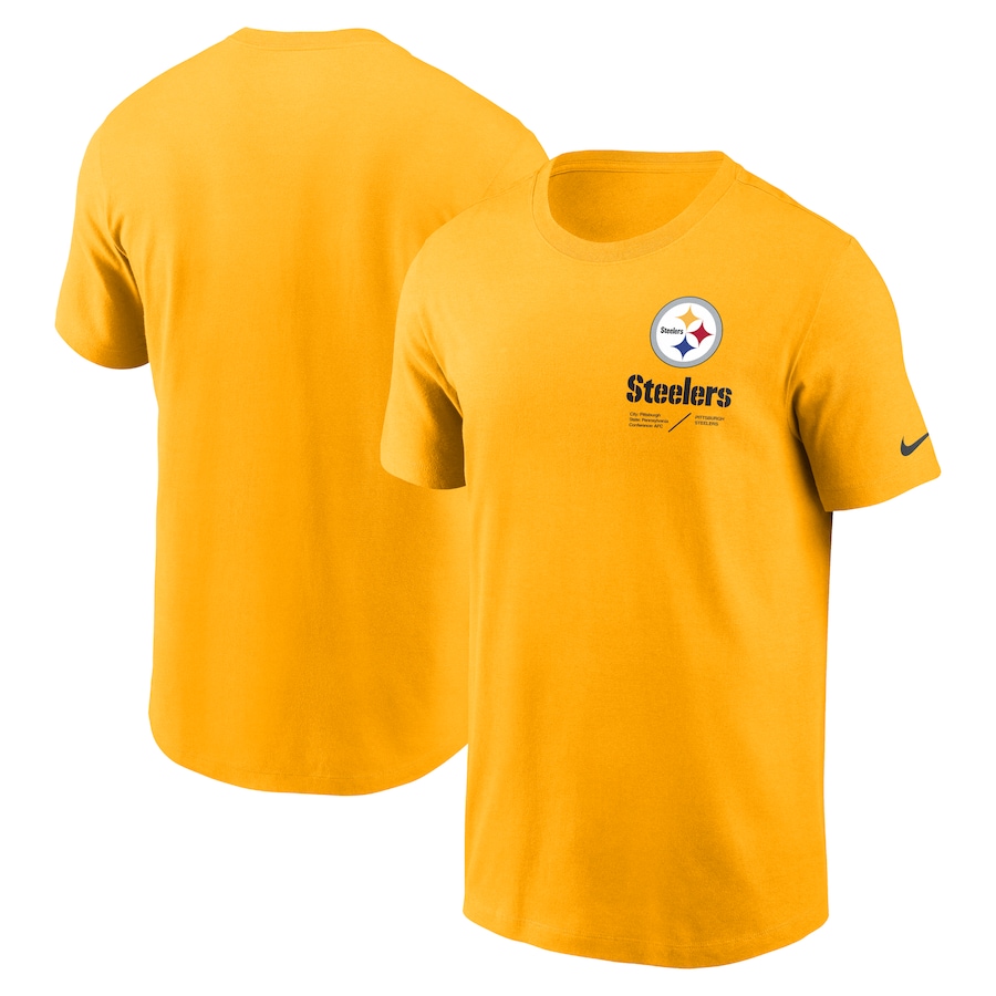 Pittsburgh Steelers Football Gold Sideline Infograph Lockup Performance T-Shirt - Man