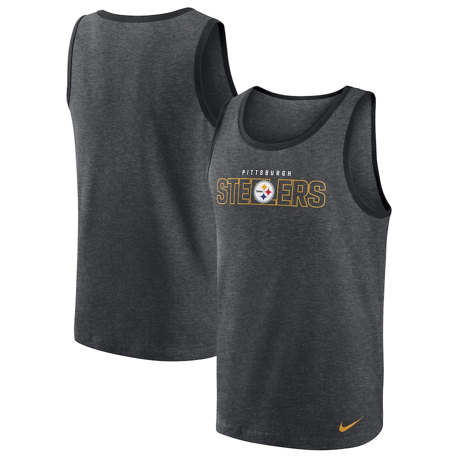 Pittsburgh Steelers Football Heathered Charcoal Tri-Blend Tank Top - Man Pittsburgh Steelers Football Heathered Charcoal Tri-Blend Tank Top - Man