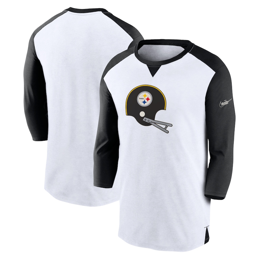 Pittsburgh Steelers Football White/Black Rewind 3/4-Sleeve T-Shirt - Man