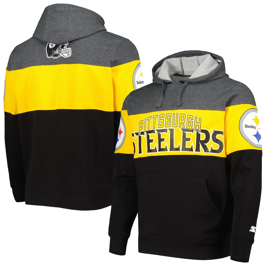 Pittsburgh Steelers Starter Black/Heather Charcoal Extreme Pullover Hoodie - Man