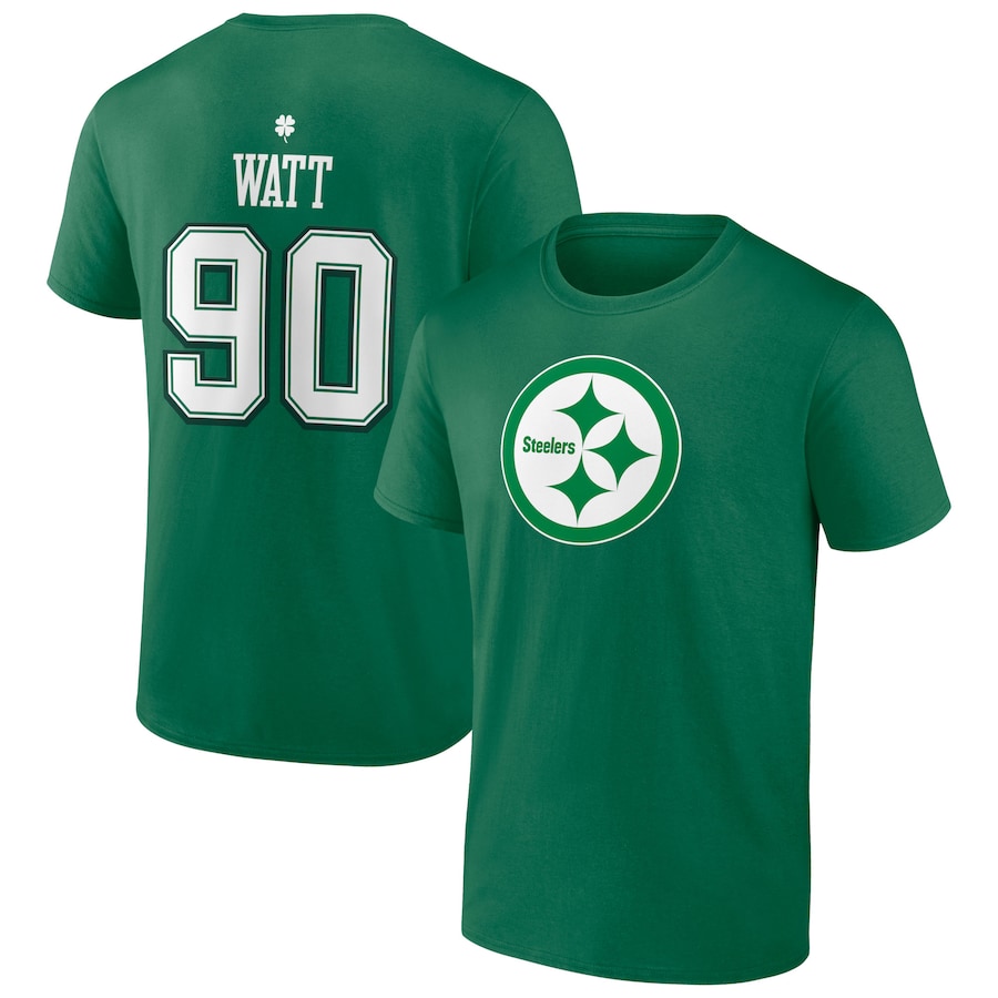 Pittsburgh Steelers T.J. Watt Green St. Patrick's Day Icon Player T-Shirt - Man