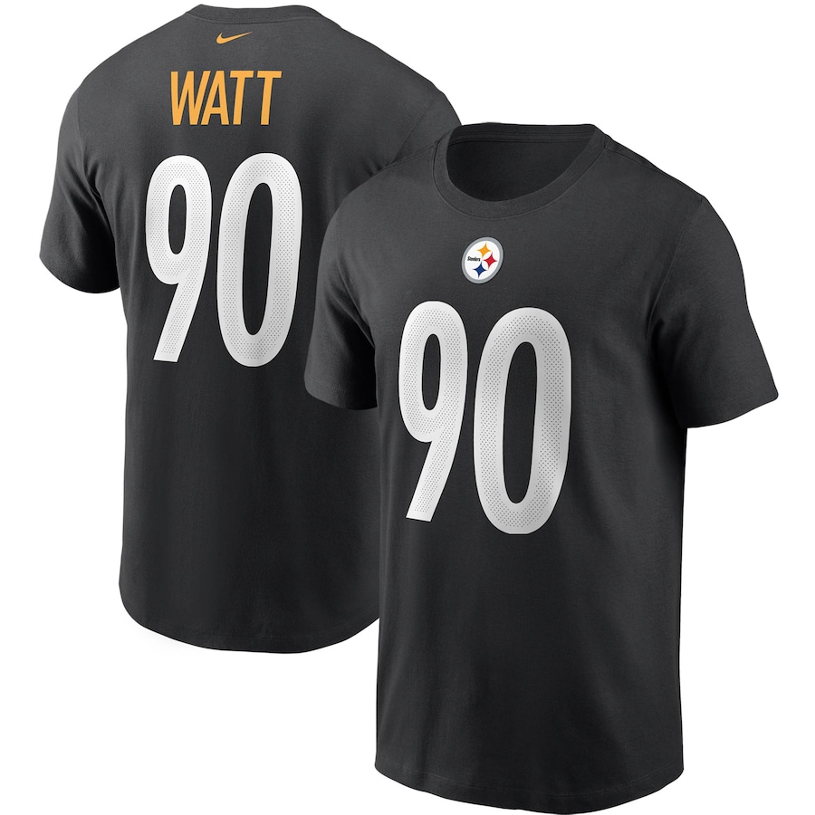 Pittsburgh Steelers T.J. Watt Football Black Name & Number T-Shirt - Man