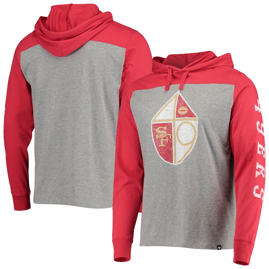 San Francisco 49ers '47 Heathered Gray Franklin Wooster Throwback Long Sleeve Hoodie T-Shirt - Man