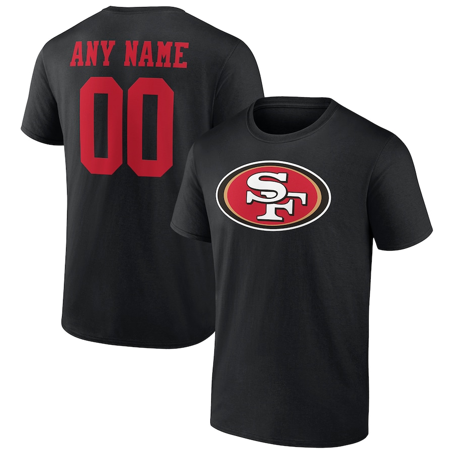 San Francisco 49ers Black Team Authentic Logo Personalized Name & Number T-Shirt - Man San Francisco 49ers Black Team Authentic Logo Personalized Name & Number T-Shirt - Man