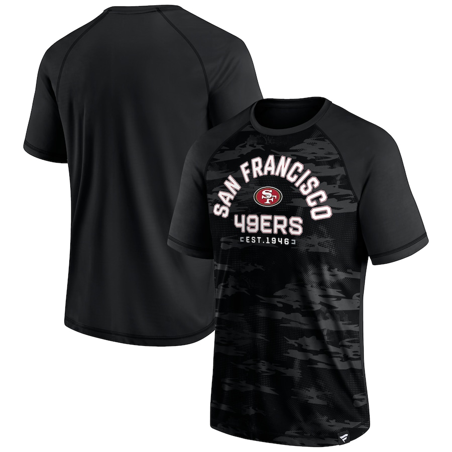 San Francisco 49ers Blackout Hail Mary Raglan T-Shirt - Man San Francisco 49ers Blackout Hail Mary Raglan T-Shirt - Man