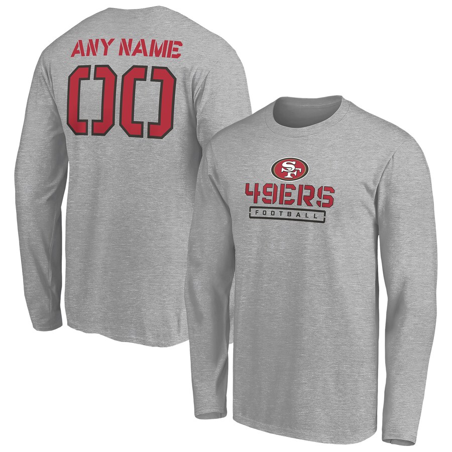 San Francisco 49ers Gray Personalized Name & Number Evanston Stencil Long Sleeve T-Shirt - Man San Francisco 49ers Gray Personalized Name & Number Evanston Stencil Long Sleeve T-Shirt - Man