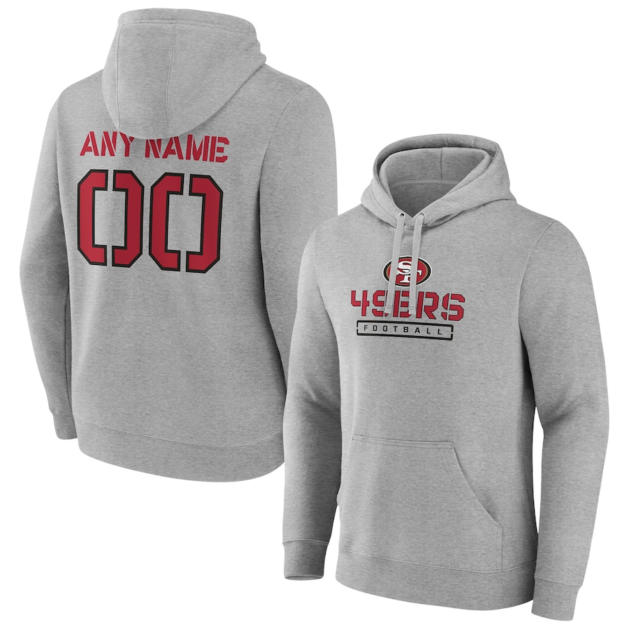 San Francisco 49ers Gray Personalized Name & Number Evanston Stencil Pullover Hoodie - Man San Francisco 49ers Gray Personalized Name & Number Evanston Stencil Pullover Hoodie - Man