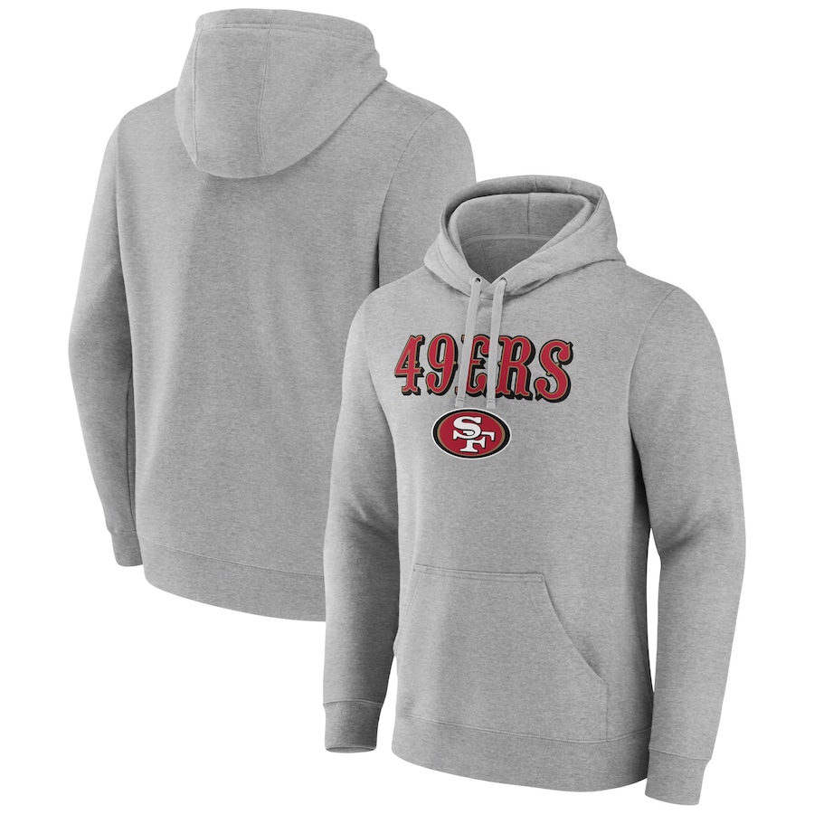 San Francisco 49ers Gray Primary Logo Team Lockup Fitted Pullover Hoodie - Man San Francisco 49ers Gray Primary Logo Team Lockup Fitted Pullover Hoodie - Man