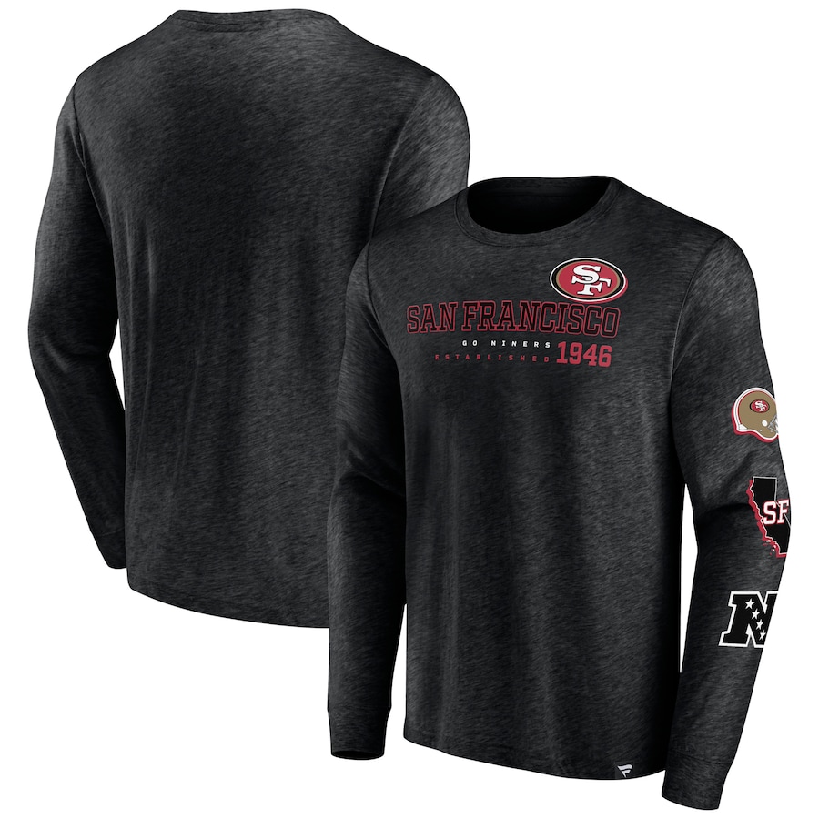 San Francisco 49ers Heather Black High Whip Pitcher Long Sleeve T-Shirt - Man San Francisco 49ers Heather Black High Whip Pitcher Long Sleeve T-Shirt - Man