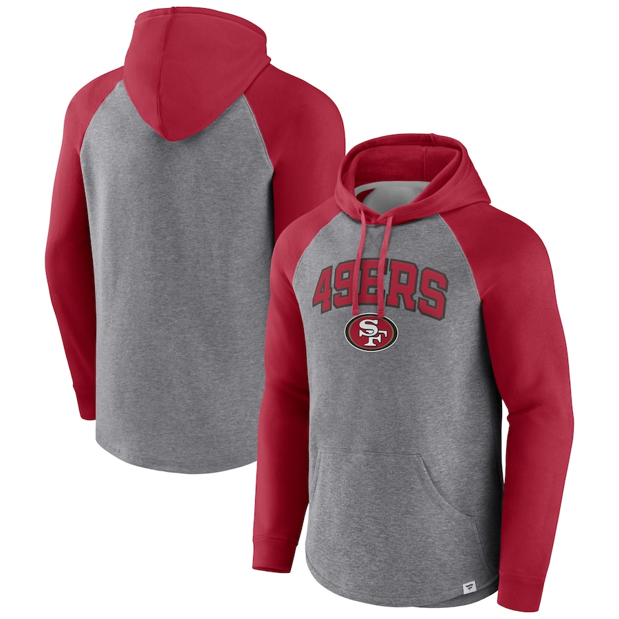 San Francisco 49ers Heathered Gray/Scarlet By Design Raglan Pullover Hoodie - Man San Francisco 49ers Heathered Gray/Scarlet By Design Raglan Pullover Hoodie - Man