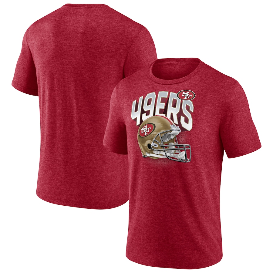 San Francisco 49ers Heathered Scarlet End Around Tri-Blend T-Shirt - Man San Francisco 49ers Heathered Scarlet End Around Tri-Blend T-Shirt - Man