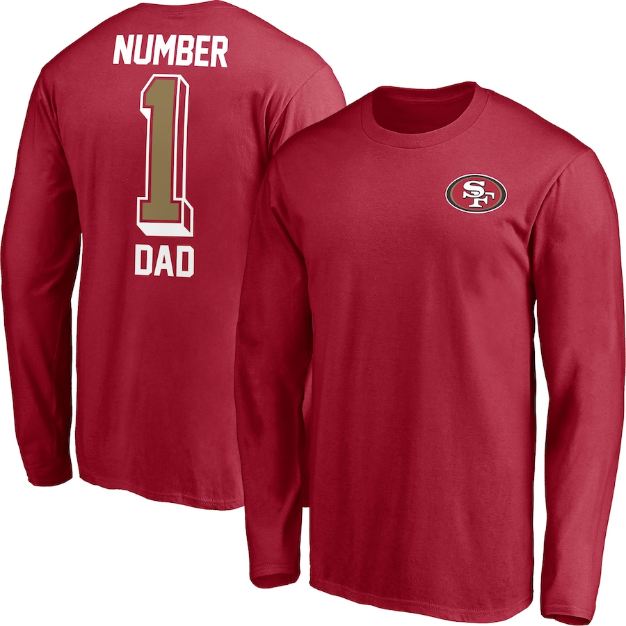 San Francisco 49ers Scarlet #1 Dad Long Sleeve T-Shirt - Man San Francisco 49ers Scarlet #1 Dad Long Sleeve T-Shirt - Man