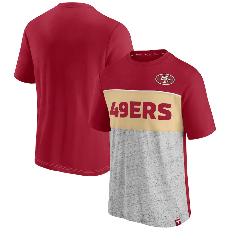 San Francisco 49ers Scarlet/Heathered Gray Colorblock T-Shirt - Man San Francisco 49ers Scarlet/Heathered Gray Colorblock T-Shirt - Man