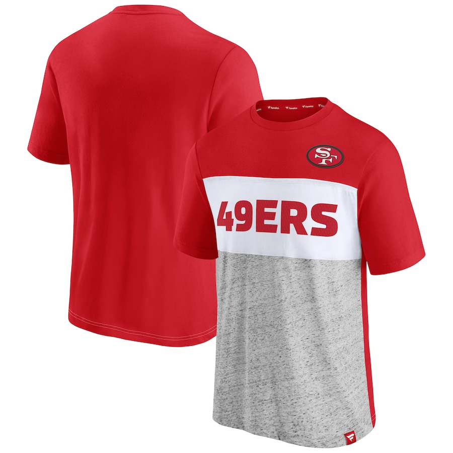 San Francisco 49ers Scarlet/Heathered Gray Throwback Colorblock T-Shirt - Man San Francisco 49ers Scarlet/Heathered Gray Throwback Colorblock T-Shirt - Man