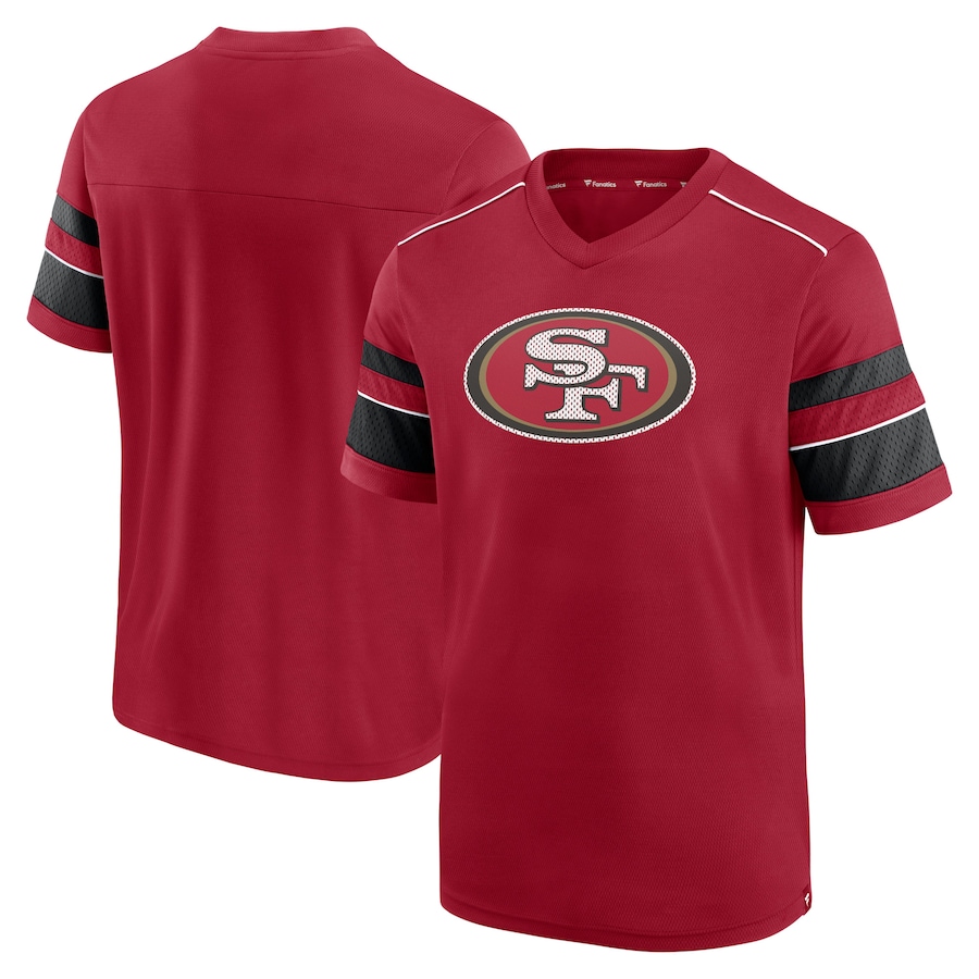 San Francisco 49ers Scarlet Textured Hashmark V-Neck T-Shirt - Man San Francisco 49ers Scarlet Textured Hashmark V-Neck T-Shirt - Man