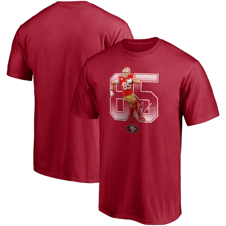 San Francisco 49ers George Kittle Scarlet Powerhouse Player Graphic T-Shirt - Man San Francisco 49ers George Kittle Scarlet Powerhouse Player Graphic T-Shirt - Man