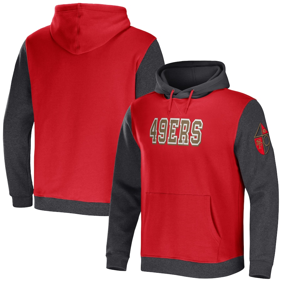 San Francisco 49ers NFL x Darius Rucker Collection by USASportsStoreScarlet/Charcoal Colorblock Pullover Hoodie - Man San Francisco 49ers NFL x Darius Rucker Collection by USASportsStoreScarlet/Charcoal Colorblock Pullover Hoodie - Man