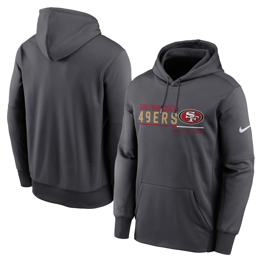 San Francisco 49ers Football Anthracite Prime Logo Name Split Pullover Hoodie - Man San Francisco 49ers Football Anthracite Prime Logo Name Split Pullover Hoodie - Man