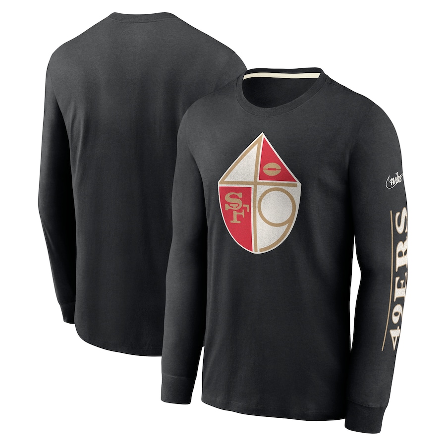 San Francisco 49ers Football Black Fashion Tri-Blend Long Sleeve T-Shirt - Man San Francisco 49ers Football Black Fashion Tri-Blend Long Sleeve T-Shirt - Man