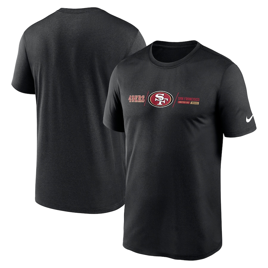 San Francisco 49ers Football Black Horizontal Lockup Legend Performance T-Shirt - Man San Francisco 49ers Football Black Horizontal Lockup Legend Performance T-Shirt - Man