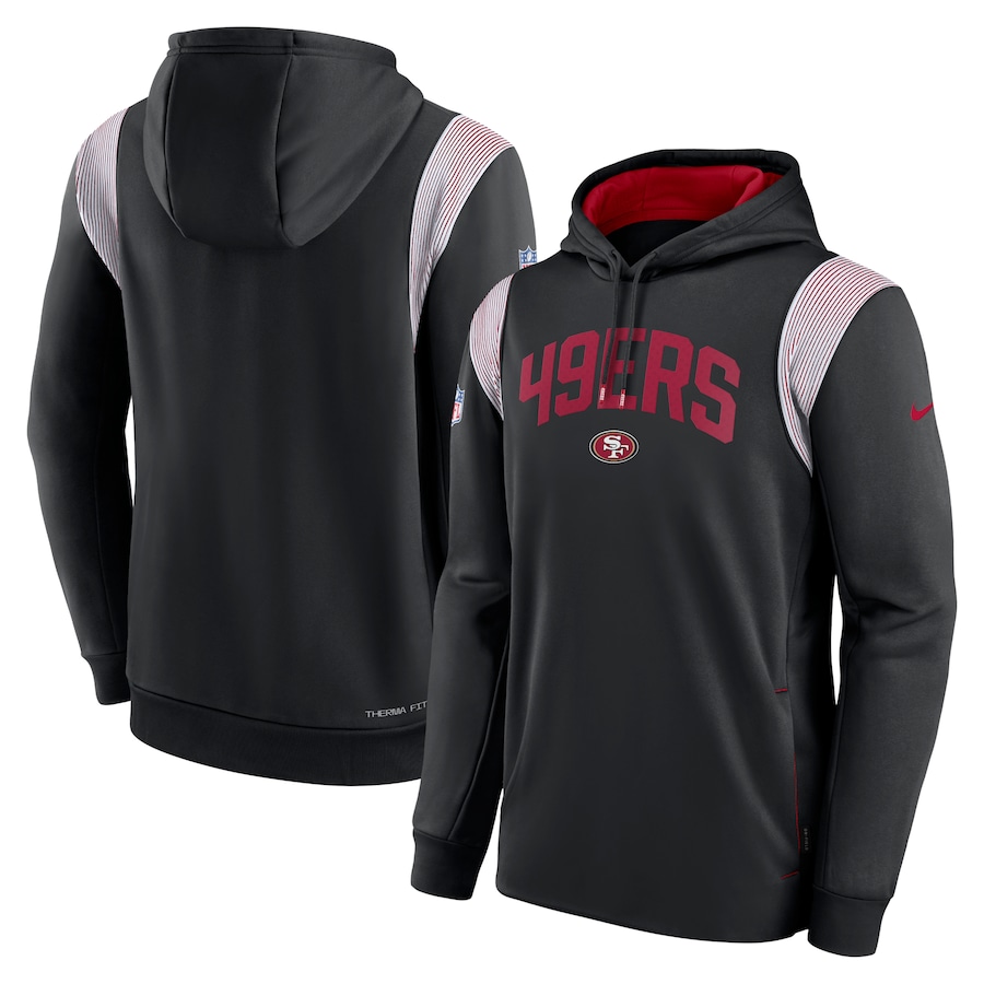 San Francisco 49ers Football Black Sideline Athletic Stack Performance Pullover Hoodie - Man
