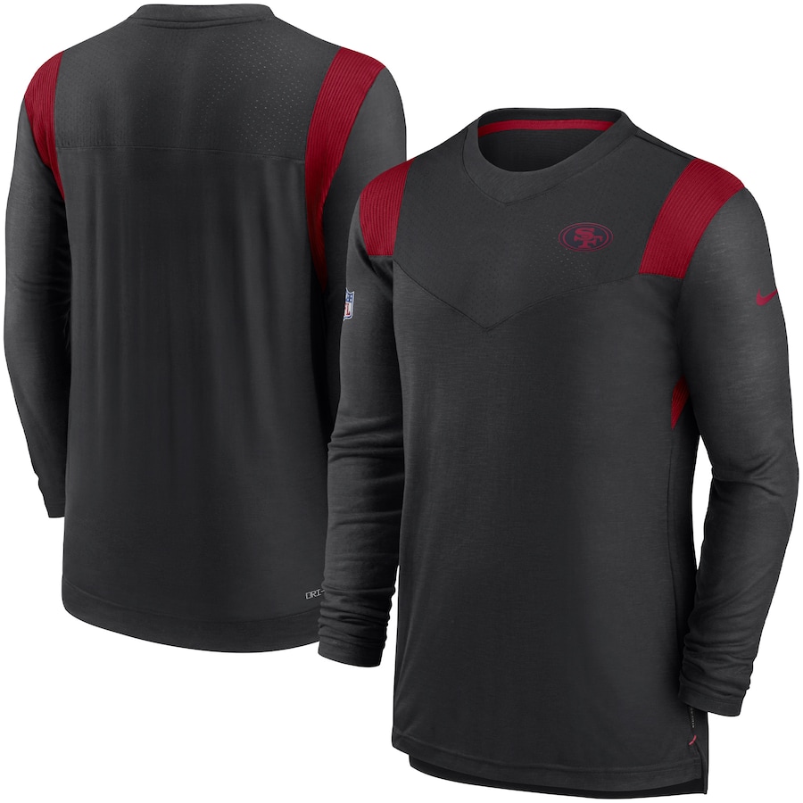 San Francisco 49ers Football Black Sideline Tonal Logo Performance Player Long Sleeve T-Shirt - Man San Francisco 49ers Football Black Sideline Tonal Logo Performance Player Long Sleeve T-Shirt - Man