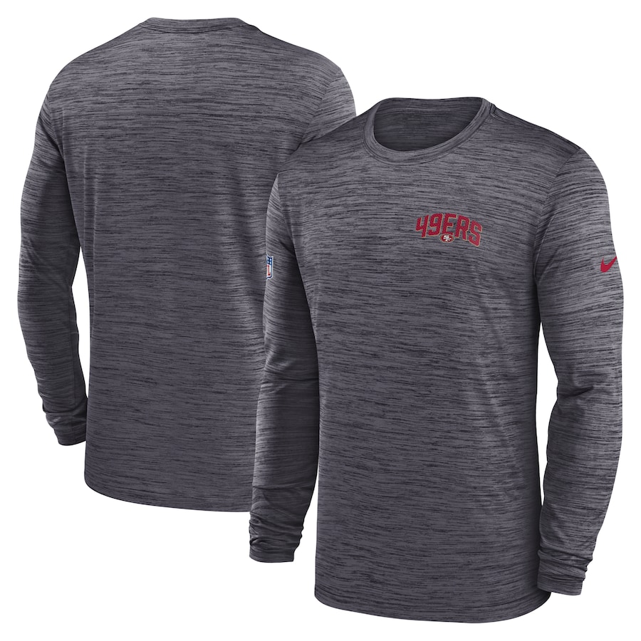 San Francisco 49ers Football Charcoal Sideline Velocity Athletic Stack Performance Long Sleeve T-Shirt - Man San Francisco 49ers Football Charcoal Sideline Velocity Athletic Stack Performance Long Sleeve T-Shirt - Man