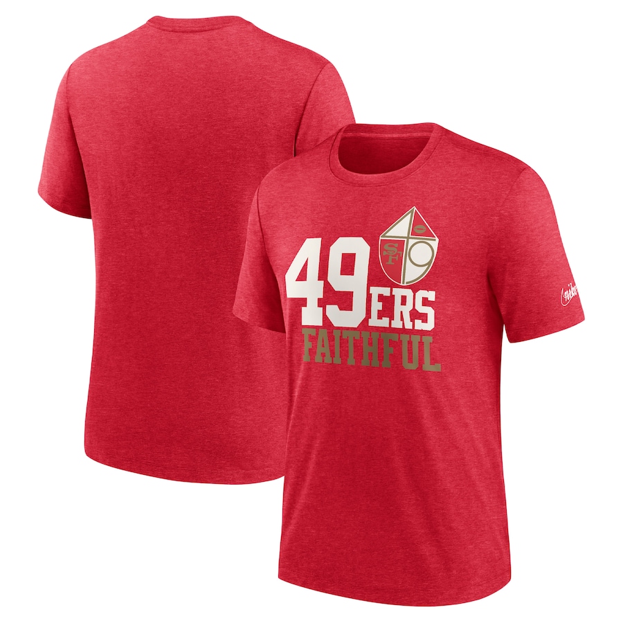 San Francisco 49ers Football Heather Scarlet Local Tri-Blend T-Shirt - Man San Francisco 49ers Football Heather Scarlet Local Tri-Blend T-Shirt - Man