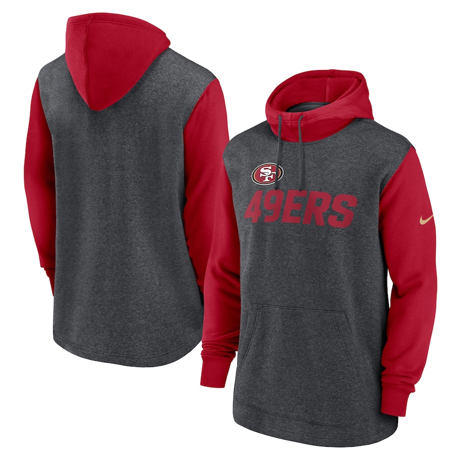 San Francisco 49ers Football Heathered Charcoal/Scarlet Surrey Legacy Pullover Hoodie - Man San Francisco 49ers Football Heathered Charcoal/Scarlet Surrey Legacy Pullover Hoodie - Man