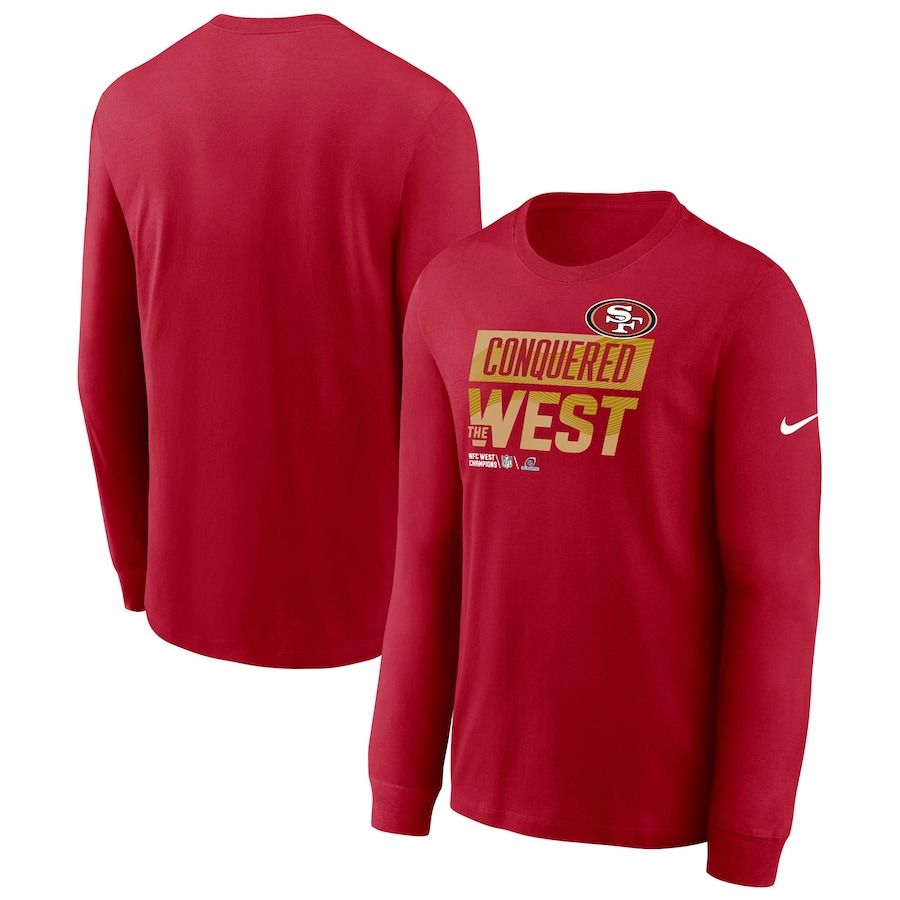 San Francisco 49ers Football Scarlet 2022 NFC West Division Champions Locker Room Trophy Collection Long Sleeve T-Shirt - Man San Francisco 49ers Football Scarlet 2022 NFC West Division Champions Locker Room Trophy Collection Long Sleeve T-Shirt - Man