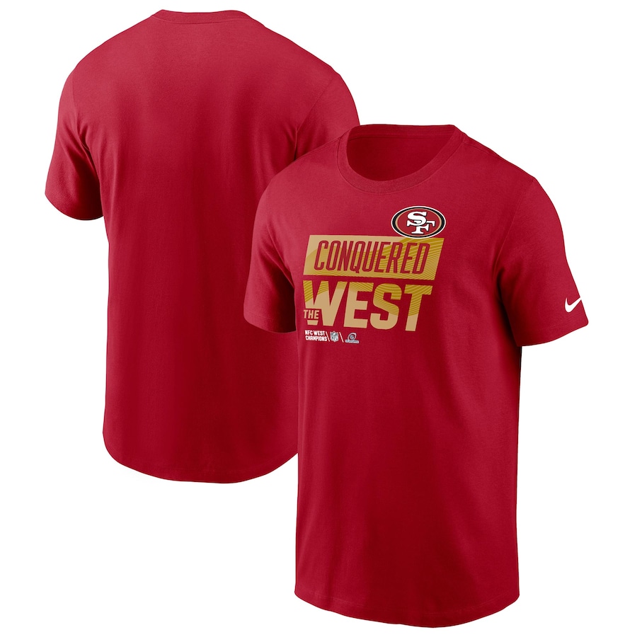San Francisco 49ers Football Scarlet 2022 NFC West Division Champions Locker Room Trophy Collection T-Shirt - Man